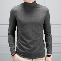  Semi-high-neck mens long-sleeved t-shirt Autumn and winter Korean version of the trend modal all-match tide brand mercerized cotton mid-neck bottoming shirt