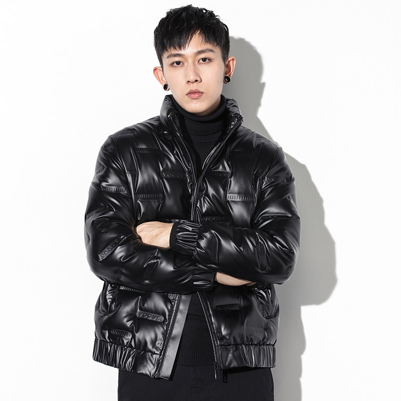 Bright down jacket for men short winter new thickened Korean stylish white duck down popular logo men's jacket