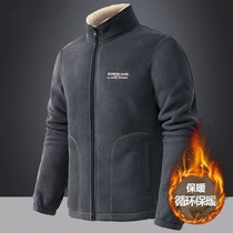 Double-sided fleece coat mens winter plus velvet padded mens lamb hair cardigan sweater warm sports jacket top