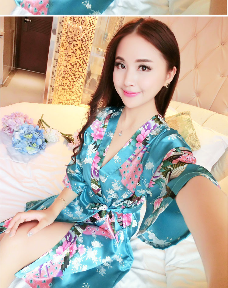 Mùa hè sexy đồ ngủ của phụ nữ Hàn Quốc phiên bản của áo choàng lụa lụa Nhật Bản lụa dịch vụ nhà lụa ladies áo choàng tắm XL