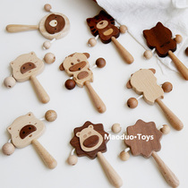 Newborn baby rattle gift box full month baby children can chew logs and eat toys for oral period