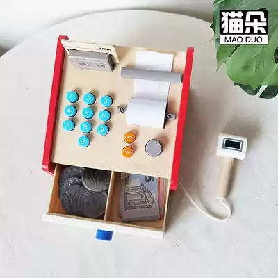 Export play house wine toy cash register counter 2-3 years old baby simulation role-playing real simulation game boy wood