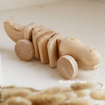 Drag crocodile baby toddler wooden log pull rope toy infant pull pull rope walking children learn to crawl YW