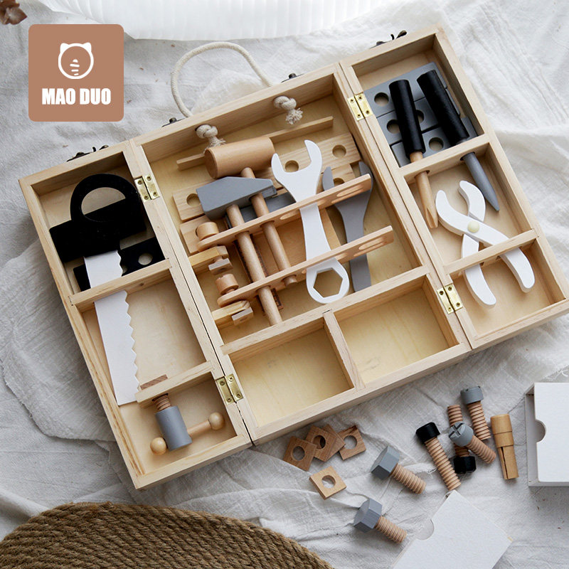 Baby carpentry toy box children boy puzzle repair disassembly nut play house simulation assembled wooden combination