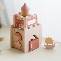 Pink Princess Castle Wooden Educational Multi-Function Pairing Piano Early Education Hand-Eye Coordination Wooden Toy 3456 Years Old QX