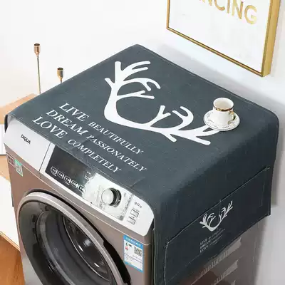 Old deer single door refrigerator waterproof cover cloth Nordic fabric cotton linen washing machine cover towel Bed cabinet dust cover cloth