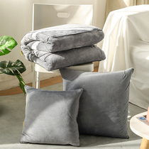 Thickened crystal velvet dual-use pillow quilt Solid color pillow car car office sofa lunch break small blanket