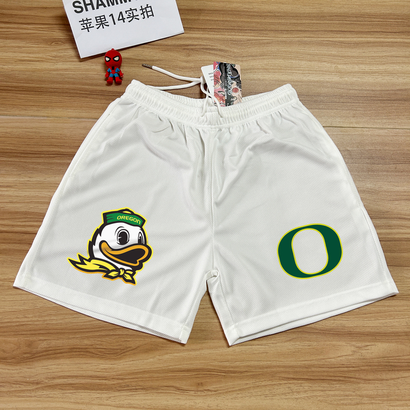 Ncaa Oregon American-Style Knee-Length Sports Basketball Quick-Drying Breathable Three-Dimensional Loose Basketball Training Fitness Shorts