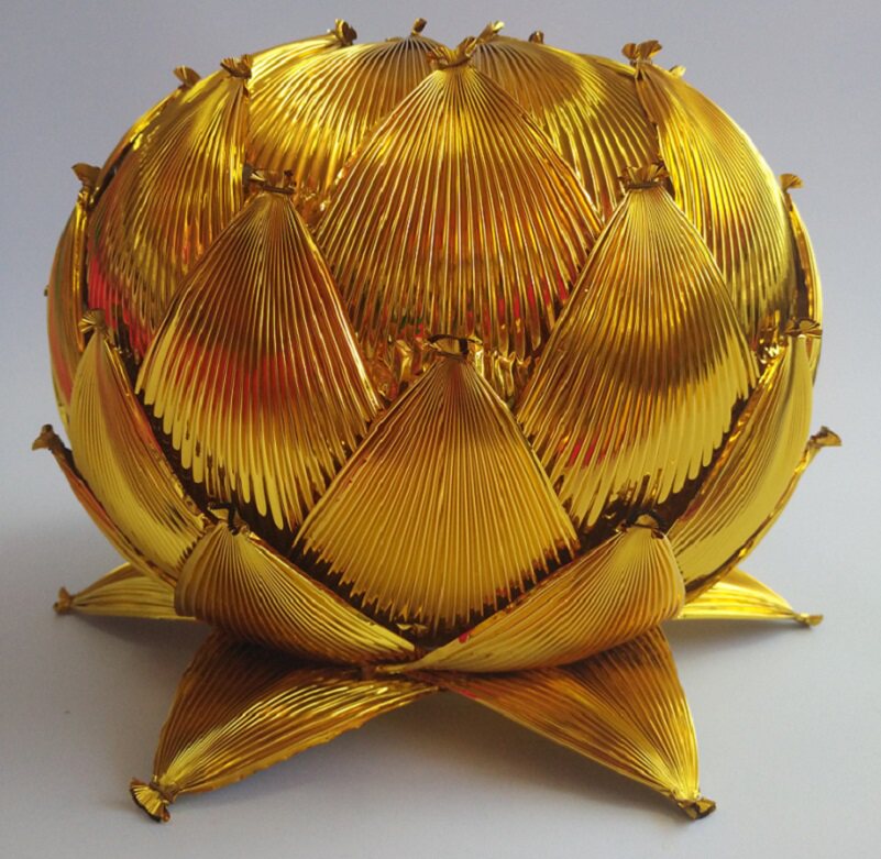 Gold foil lotus lamp in Seoul, South Korea, prayer and wish lamp, lampshade for home use, handmade A-1