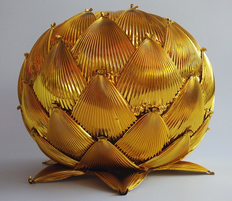 Gold foil lotus lamp in Seoul, South Korea, prayer and wish lamp, lampshade for home use, handmade A-2