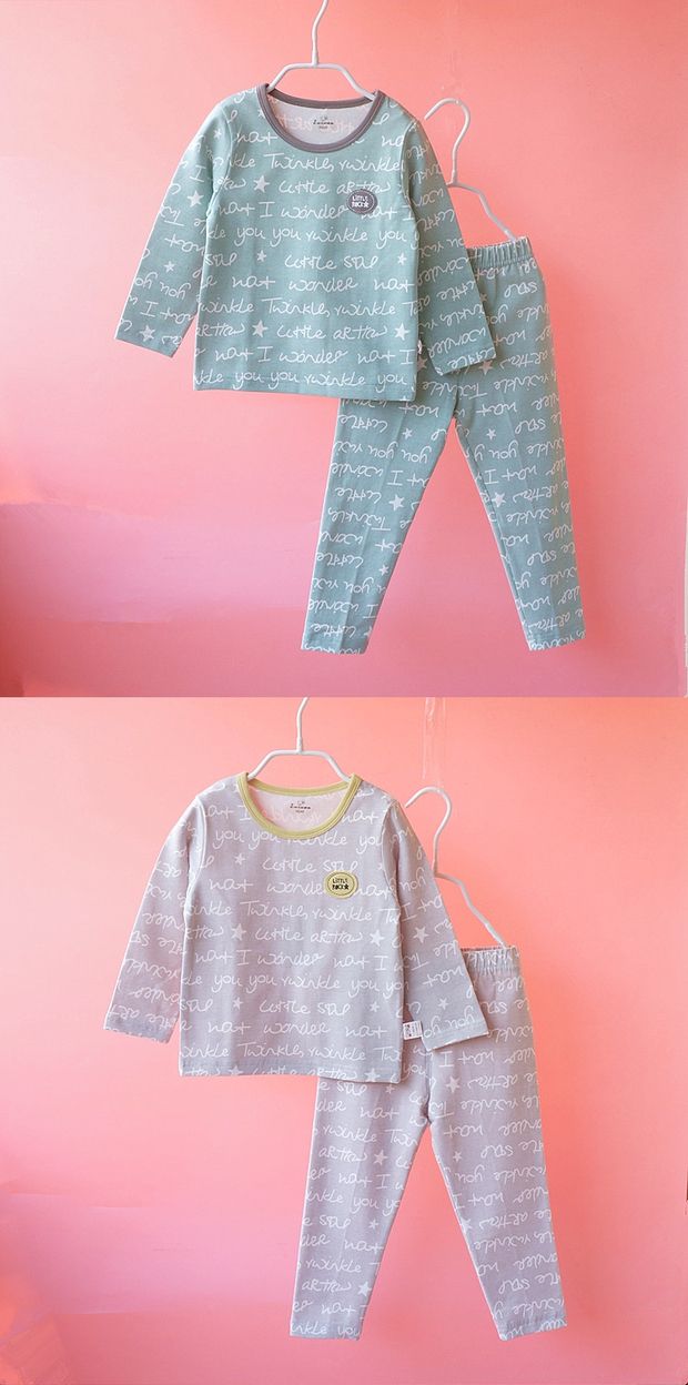 璐 2018 thu đông 2018 Sản phẩm mới Shu cotton Lycra boy bé nhỏ set đồ trẻ em quần áo mùa thu quần áo mặc nhà quần áo bé trai 1 tuổi