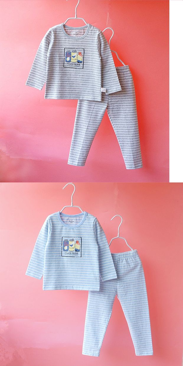 璐 2018 thu đông 2018 Sản phẩm mới Shu cotton Lycra boy bé nhỏ set đồ trẻ em quần áo mùa thu quần áo mặc nhà quần áo bé trai 1 tuổi