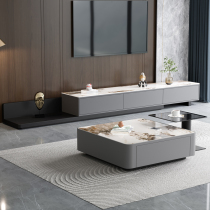 Italian light luxury slate Chanel Pandora living room square household small apartment storage coffee table TV cabinet combination