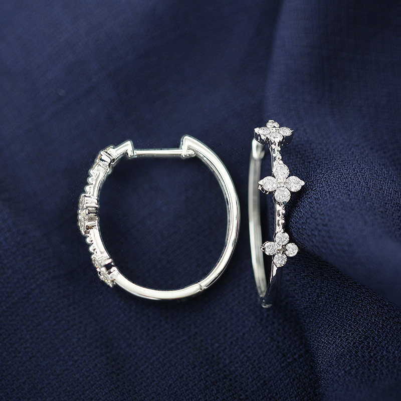 Handsome jewels 18K gold platinum gold group inlaid diamond earrings brief about 100 hitch au750 noble earrings woman