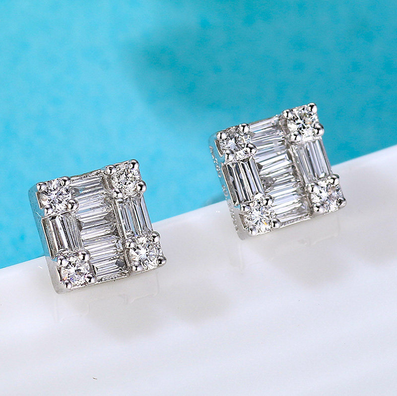 Handsome jewels 18K gold one carat effect diamond earbuds fashion brief small frescoed hot section of ice candy for men and women