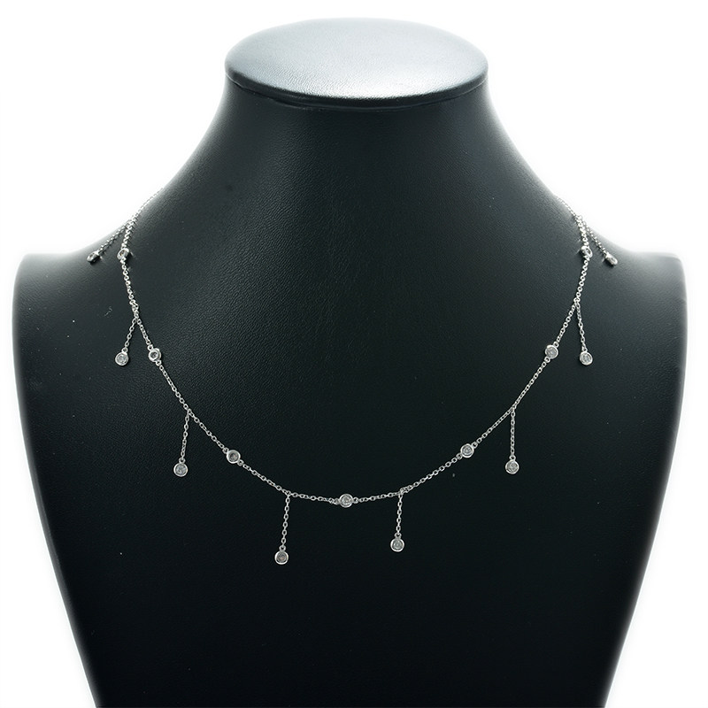 Jun Huang Jewelry 18K platinum diamond necklace beautiful woman style diamond collarbone chain 65 points diamond neck