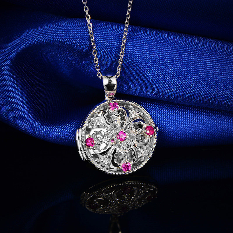 JH Jewelry New Emerald Pendant 18K Platinum Ruby Pocket Watch Pendant Gold NecKLACE