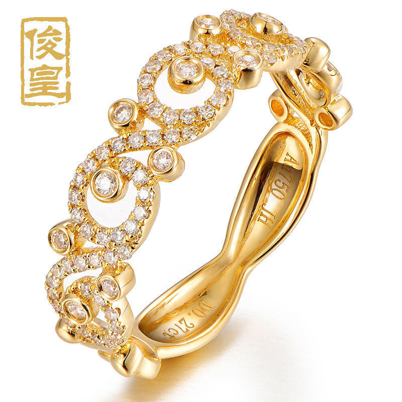 Junhuang jewelry light luxury vine styling wide - edition ring supports review of 18K rose gold inlaid diamond ring