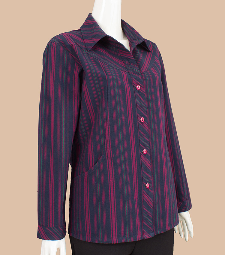 Áo sơ mi nữ sọc cotton mới 2018 nữ trung niên xòe dài và mập mạp tay dài xuân hè - Quần áo của mẹ mẫu váy liền cho tuổi 40
