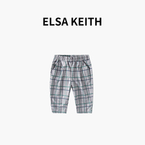 Japanese childrens clothing ELSA KEITH girl pants 2022 new female baby Han version Ocean Grid Casual Pants Tide