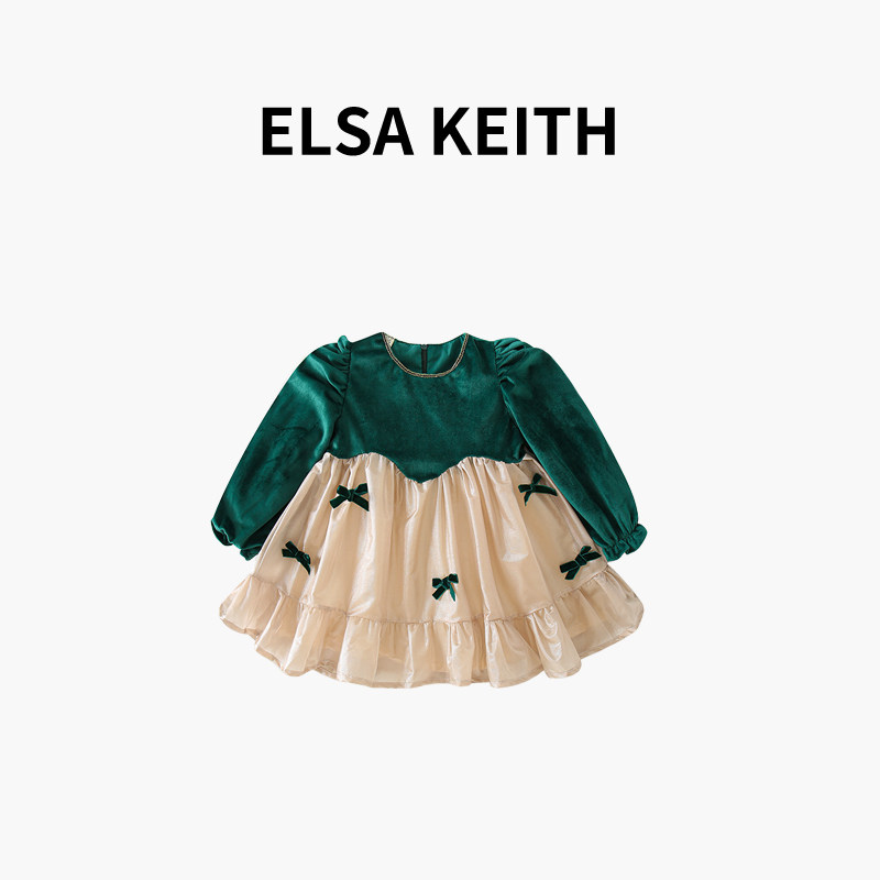 Japanese children's clothing ELSA KEITH Girls foreign dress 2022 new spring and autumn Yankees Korean version baby princess dress