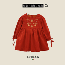 Baby comfortable girl dress (LVDGCK) Italian Corduroy court style doll dress spring