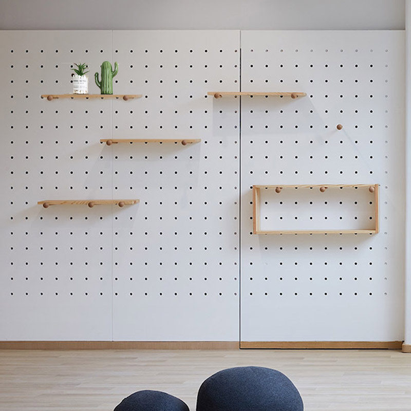 Dongle plate Custom wooded laminate Xuanguan Living room containing wall Background wall Kitchen Wall-mounted Solid Wood Wall Shelf