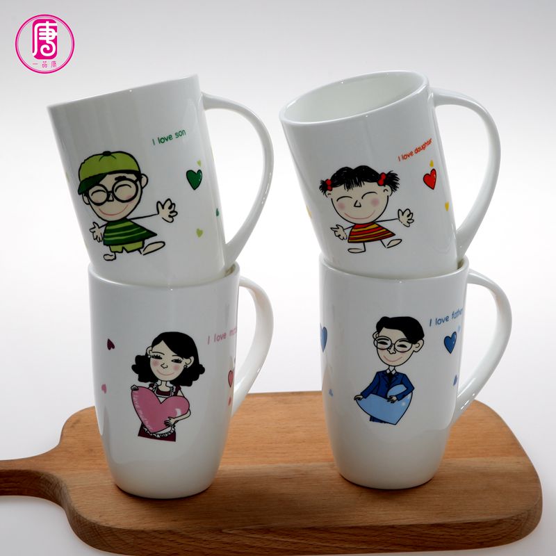 Yipin tang happiness a cup of household ceramics a three or four drool cup ipads porcelain individuality creative mark cup