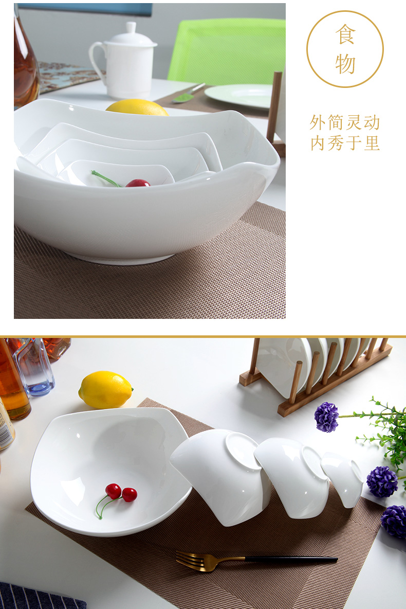 Yipin Tang Jiayong ceramic bowl pure white square soup bowl of European style salad bowl big bowl move ipads porcelain tableware
