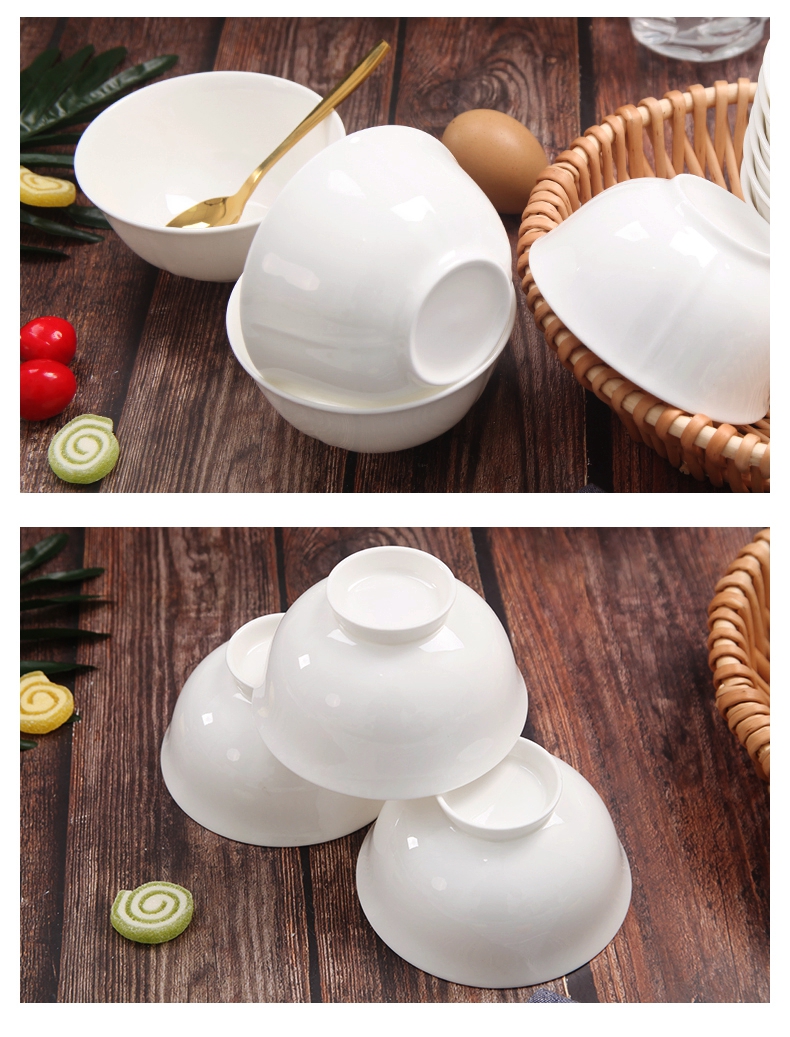 Ten pack household jobs white pure white ipads China to eat rice, a bowl of porridge bowl bowls 4.5 inch bowl bowl bowl tableware hotel