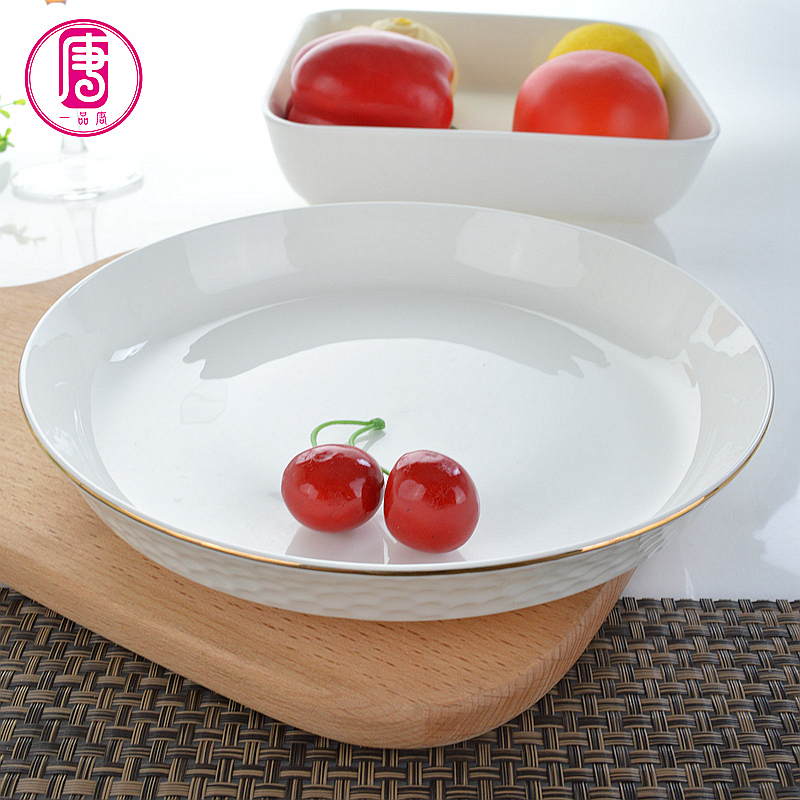 Yipin Tang Jiayong ipads China dinner 8 inch ceramic soup plate golf plate character deep pure white plate plate