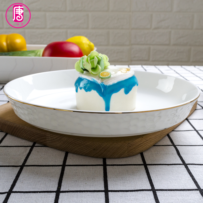 Yipin Tang Jiayong ipads China dinner 8 inch ceramic soup plate golf plate character deep pure white plate plate