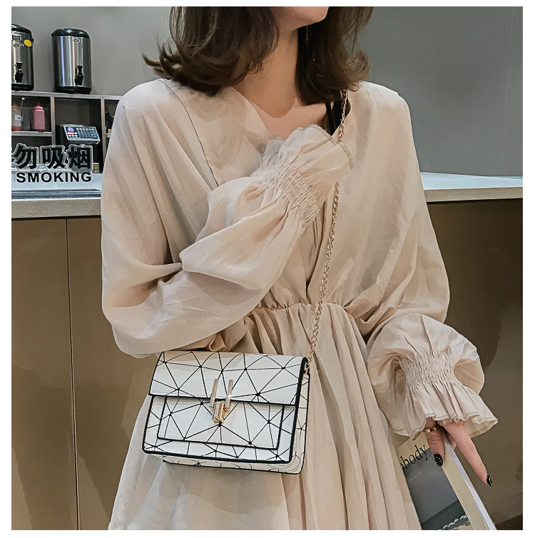 Bolso Pequeño De Verano Para Mujer 2020 Nuevo Bolso De Hombro Estilo Hong Kong Que Combina Con Todo, Bolso Oblicuo Estilo Coreano, Elegante Bolso Cuadrado Pequeño Con Costura Láser display picture 40