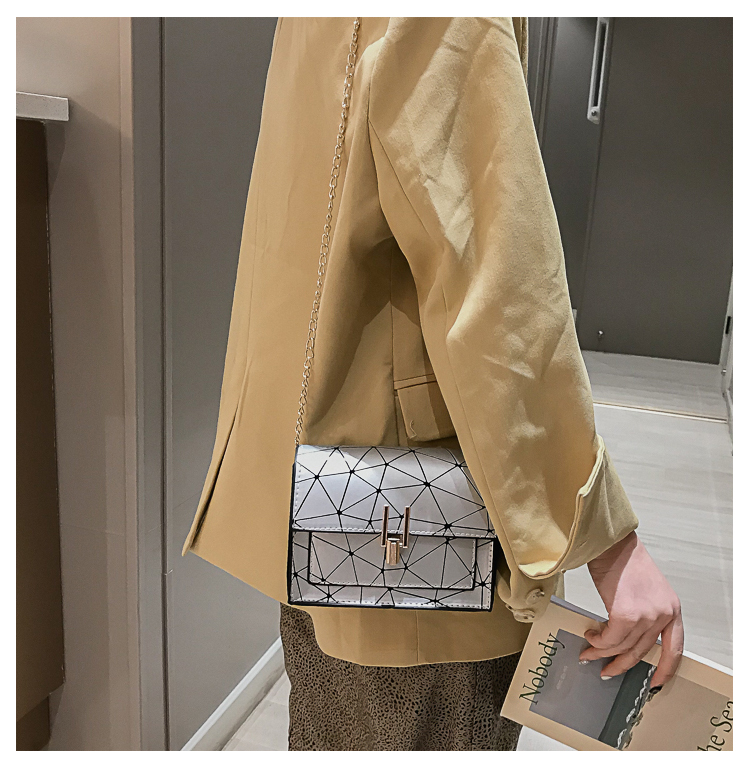 Bolso Pequeño De Verano Para Mujer 2020 Nuevo Bolso De Hombro Estilo Hong Kong Que Combina Con Todo, Bolso Oblicuo Estilo Coreano, Elegante Bolso Cuadrado Pequeño Con Costura Láser display picture 39