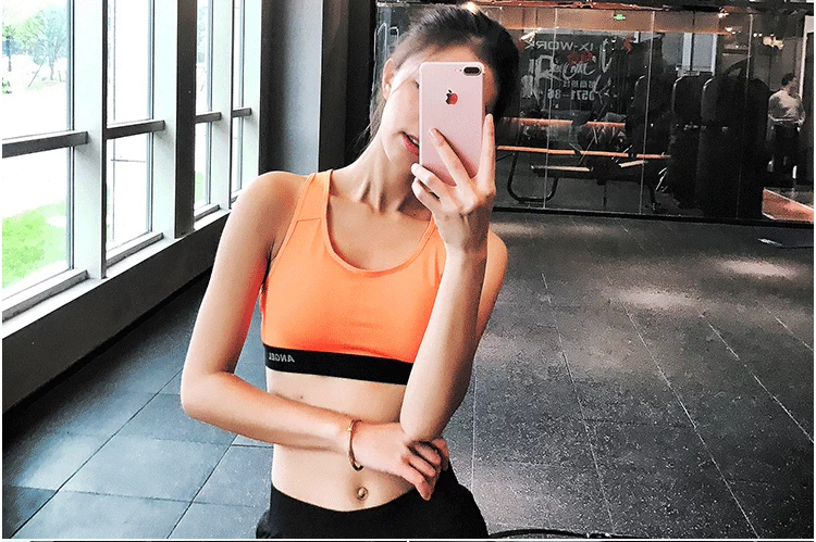 Đồ lót thể thao nữ chống sốc tập hợp vẻ đẹp kiểu vest kích thước lớn thoáng khí không có vòng thép sinh viên yoga thể dục