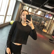 Super Anne Sports Fitness Thời trang In thắt lưng dài tay áo cổ tròn dày Áo thun nữ