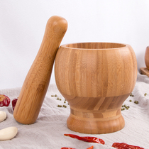 Bamboo manual garlic press natural bamboo wood garlic mortar mortar mashed garlic household grinding hand garlic mud machine