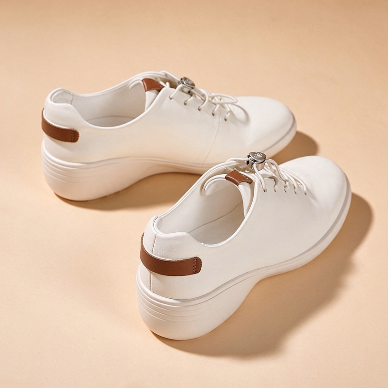 Genuine Leather White Shoes 2026 New Model Super Soft Leather Soft Sole Sheepskin Insole Non-Tiring Women's Shoes Wedge Heel White Shoes Genuine Leather White Shoes 2026 New Model Super Soft Leather Soft Sole Sheepskin Insole Non-Tiring Women's Shoes Wedge Heel White Shoes
