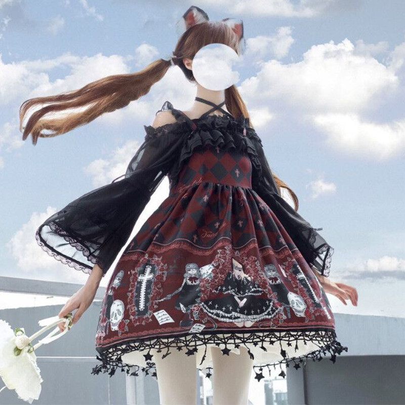 Chiffon shirt Japanese small fresh and sweet with spring and autumn women's one-shoulder top 2022 new autumn clothes early autumn super fairy