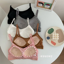 No steel ring underwear gathered bra female 2021 new summer students anti-hanging hipster out solid color small vest tide