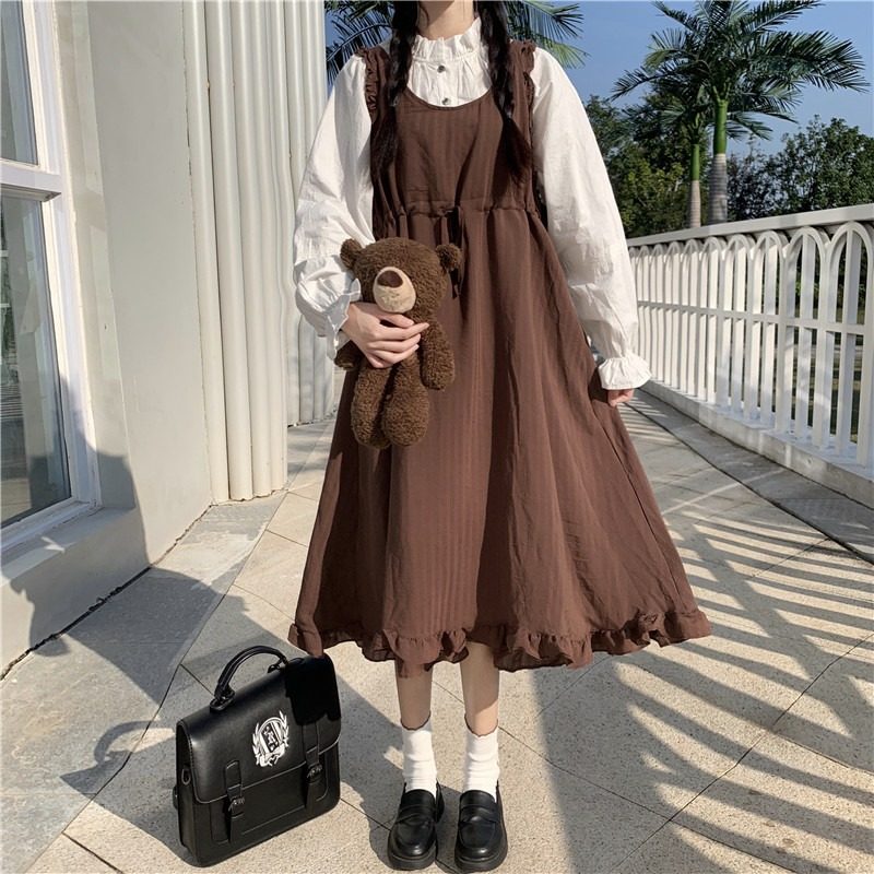 Day Department Students JK Baby Bag Foreign Dress Women's Spring Autumn First Love Style Agaric's Side Sleeves Shirt Small Subsuit Tide