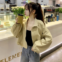 Korean students Joker coat women spring and autumn 2021 New loose fashion short casual drawstring cardigan coat tide