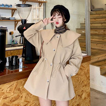 Spring and Autumn Top 2021 New Korean version of loose adjustable waist slim windbreaker long sleeve breasted coat women