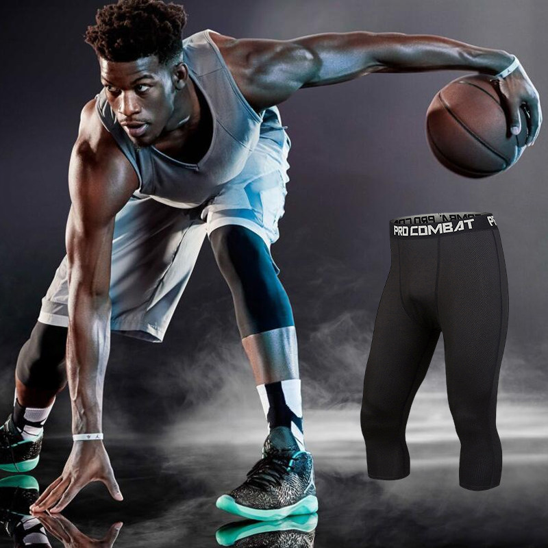 Tight Pants Basketball 70% Men Sports Fitness Training Gear 7 Points White Speed Dry High Bounce Running Suit Inner Lap Pants