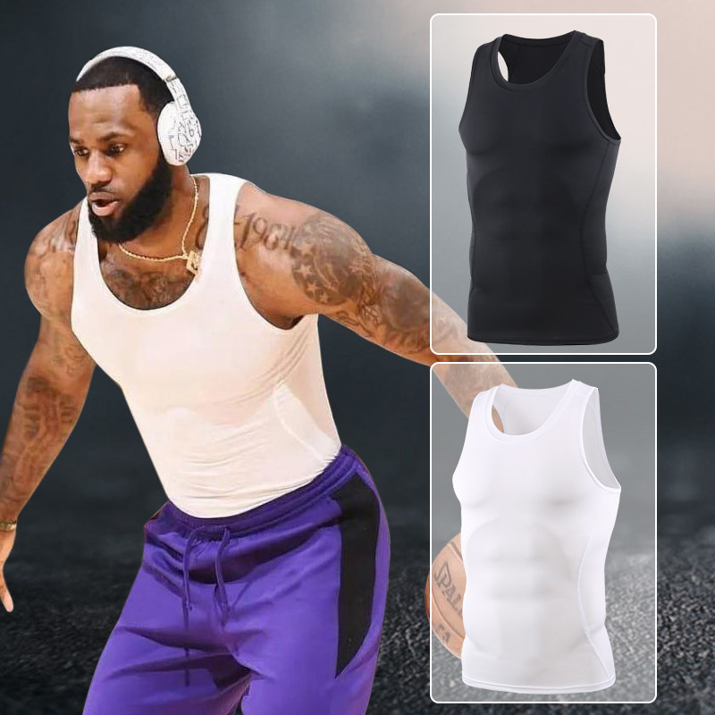 Tight Clothing Sport Vest Men Basketball Sleeveless T-shirt Athletics Running Suck Sweat Speed Dry High Bomb Training Fitness Clothes
