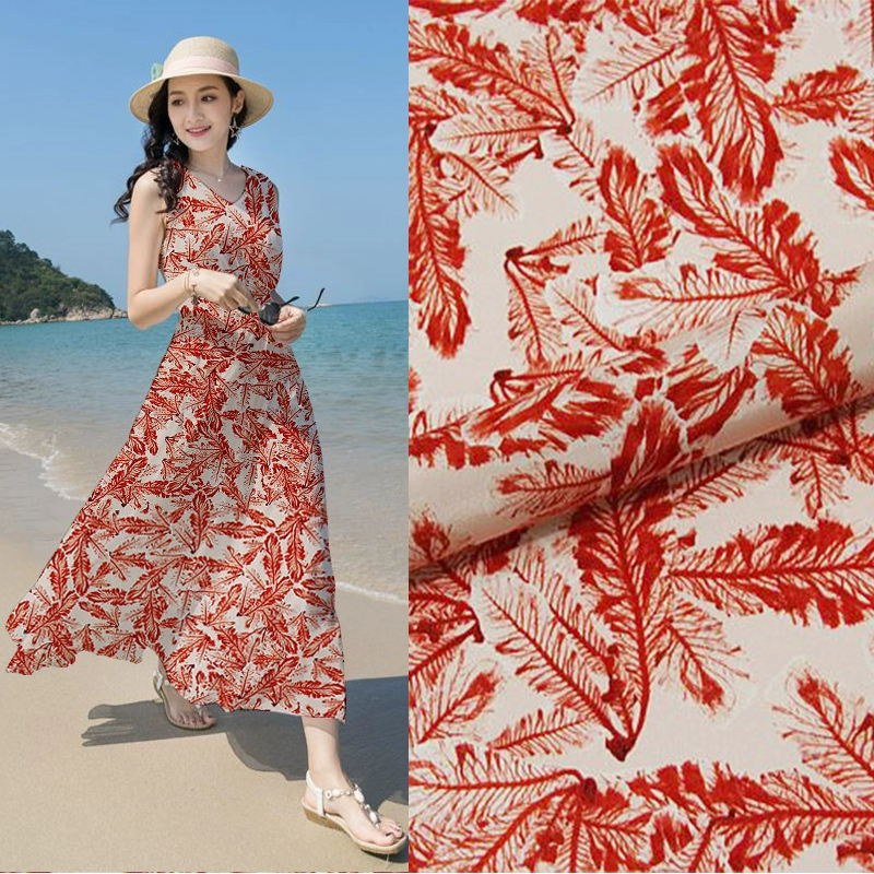 Phong cách mới lụa in crepe de chine làm váy áo áo thun vải lụa dâu tằm vải lụa hoa vải - Vải vải tự làm