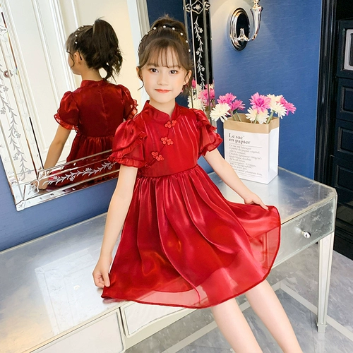 Платье, ханьфу, летнее ципао, летняя одежда, детская одежда, подходит для подростков, 12 лет