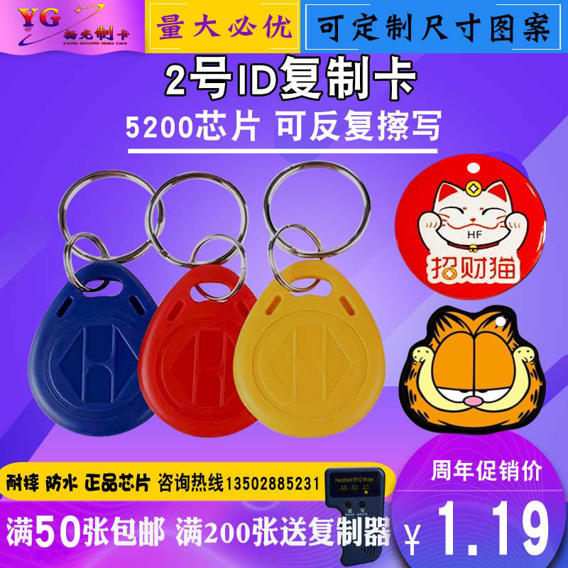 No. 2 ID Copy Access Control Card 125K Rewritable Keychain Cartoon Epoxy Community Parking Card Elevator Card Matching Card