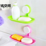 Creative Drain Double -Grid Suction Cup Plastic Bansy Room Soap Box Free Punching Wall -Absorbing Soap Disc