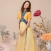 Nàng tiên xương ngọc bích gốc Suluo Phong cách Trung Quốc mùa hè mới của phụ nữ cổ V ngắn tay thêu váy voan - váy đầm